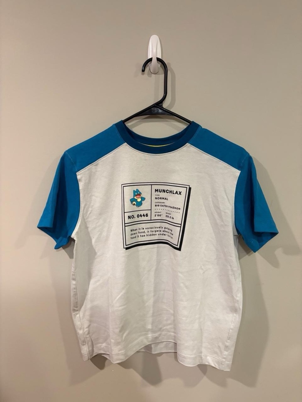 Pokémon Munchlax Raglan Tee - White & Teal Limited Edition Youth L